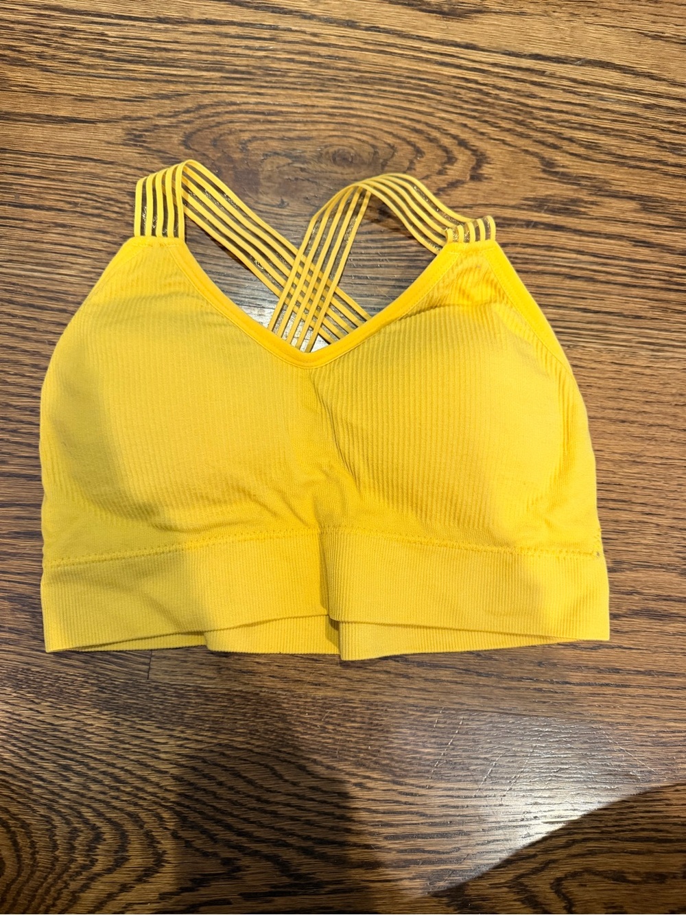 Yellow ribbed Sports Bra